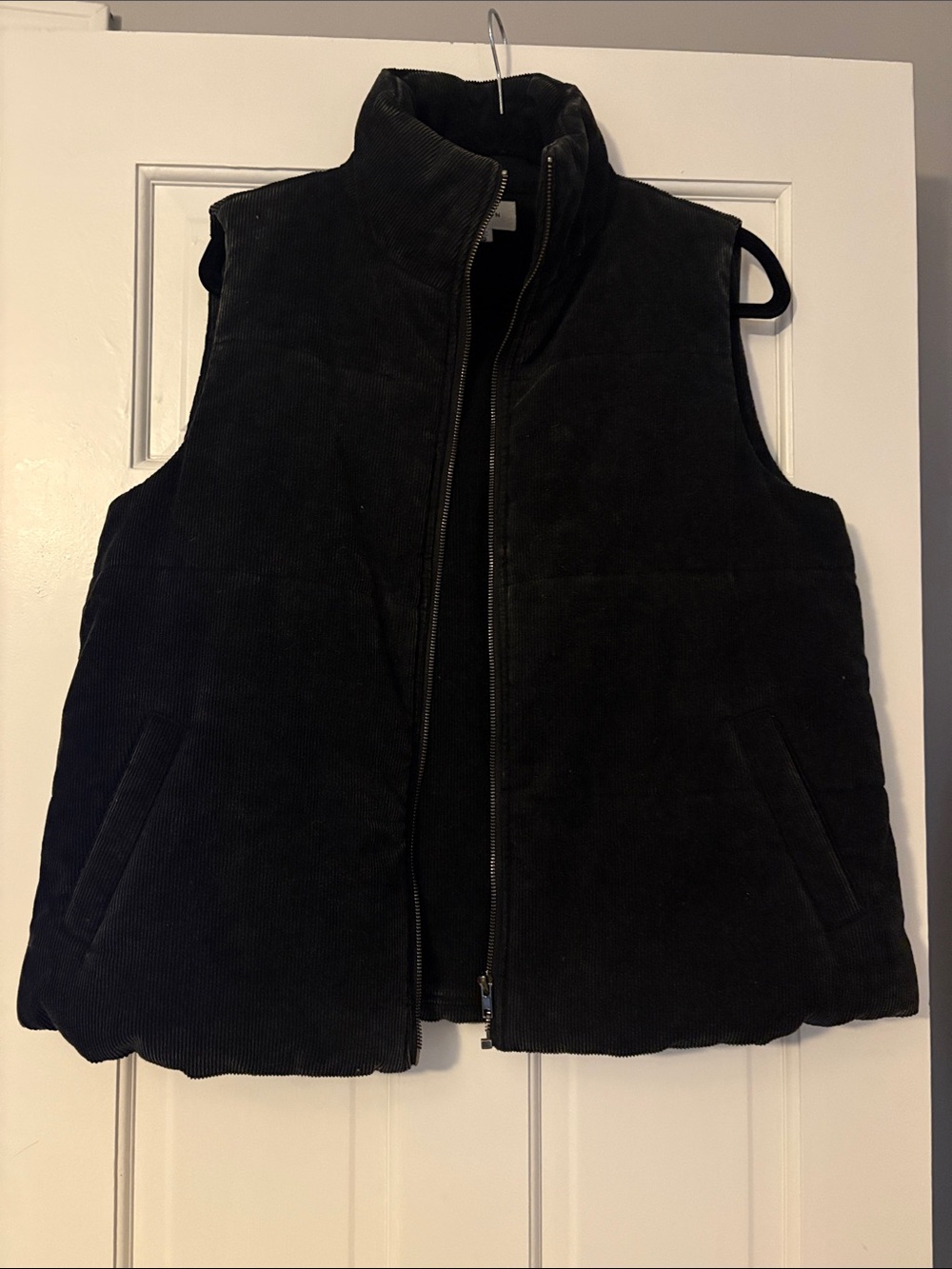 Women's Black Quilted Corduroy Puffer Vest